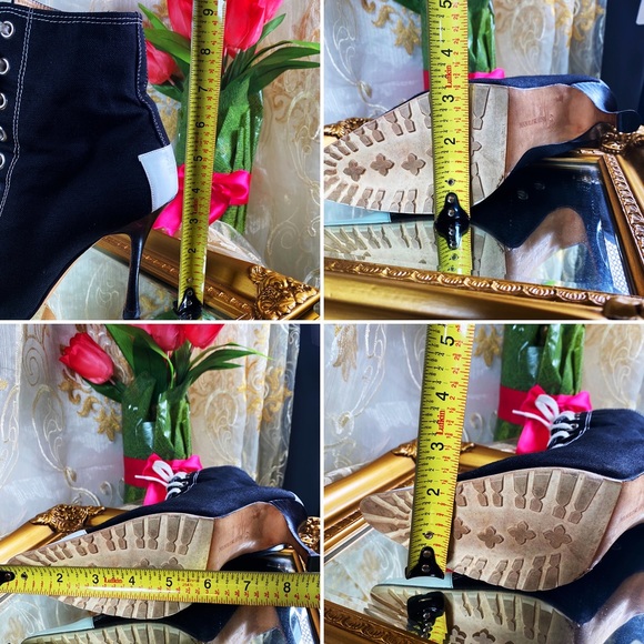 ♥️SOLD♥️MANOLO BLAHNIK Classic Black & White Logo EUC Sneaker 4” Heel Booties 39 - Picture 13 of 17